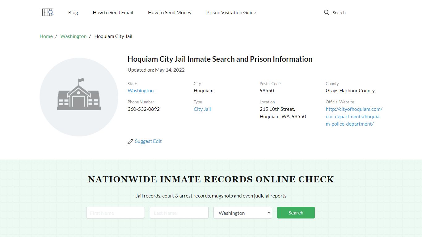 Hoquiam City Jail Inmate Search, Visitation, Phone no ...